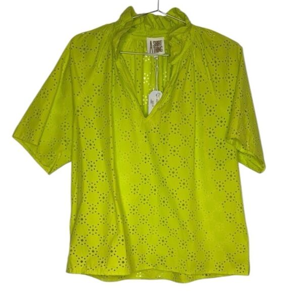 NWT A Shirt Thing MARGOT EYELETLIME Blouse Size Large
